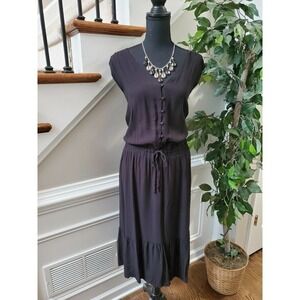 Terra & Sky 100%Rayon Henely Neck Sleeveless Dress